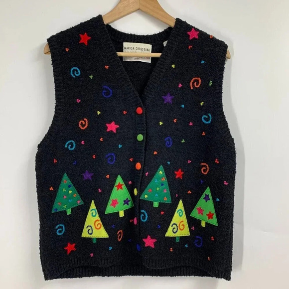 Marisa Christina Women's Wool Blend Y2K 2000's Button Sweater Vest Size S - Picture 1 of 11